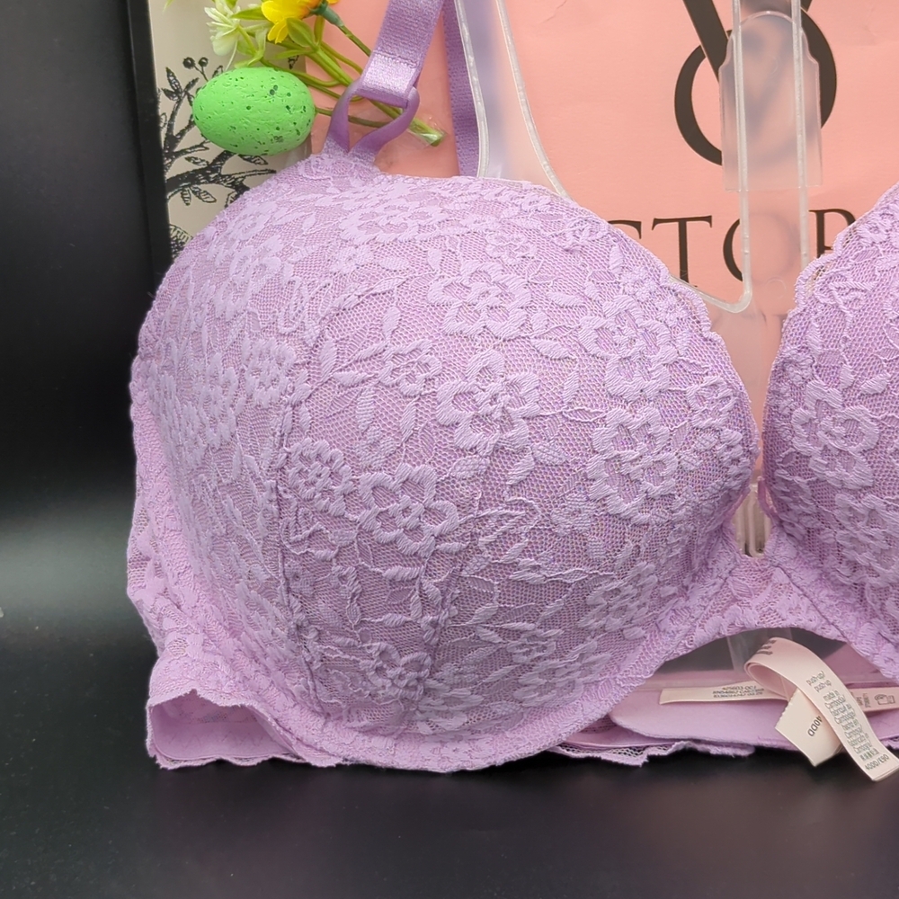 Victoria Secret Sophia Lace Underwired Push Up Bra 40DD Light Lilac - Picture 3 of 9